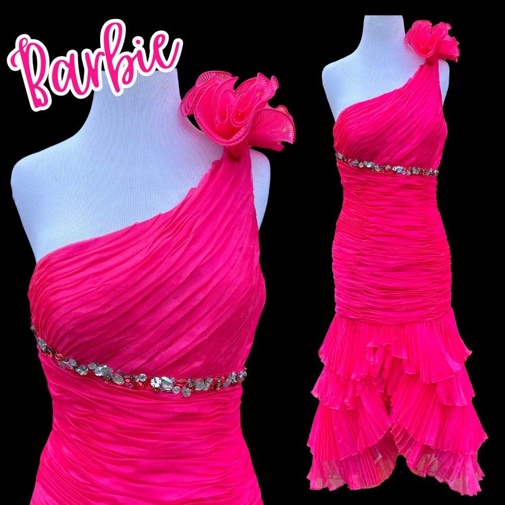 Barbie Core Special Occasion Dress Hot Pink Wedding Guest Prom Pageant Cosplay